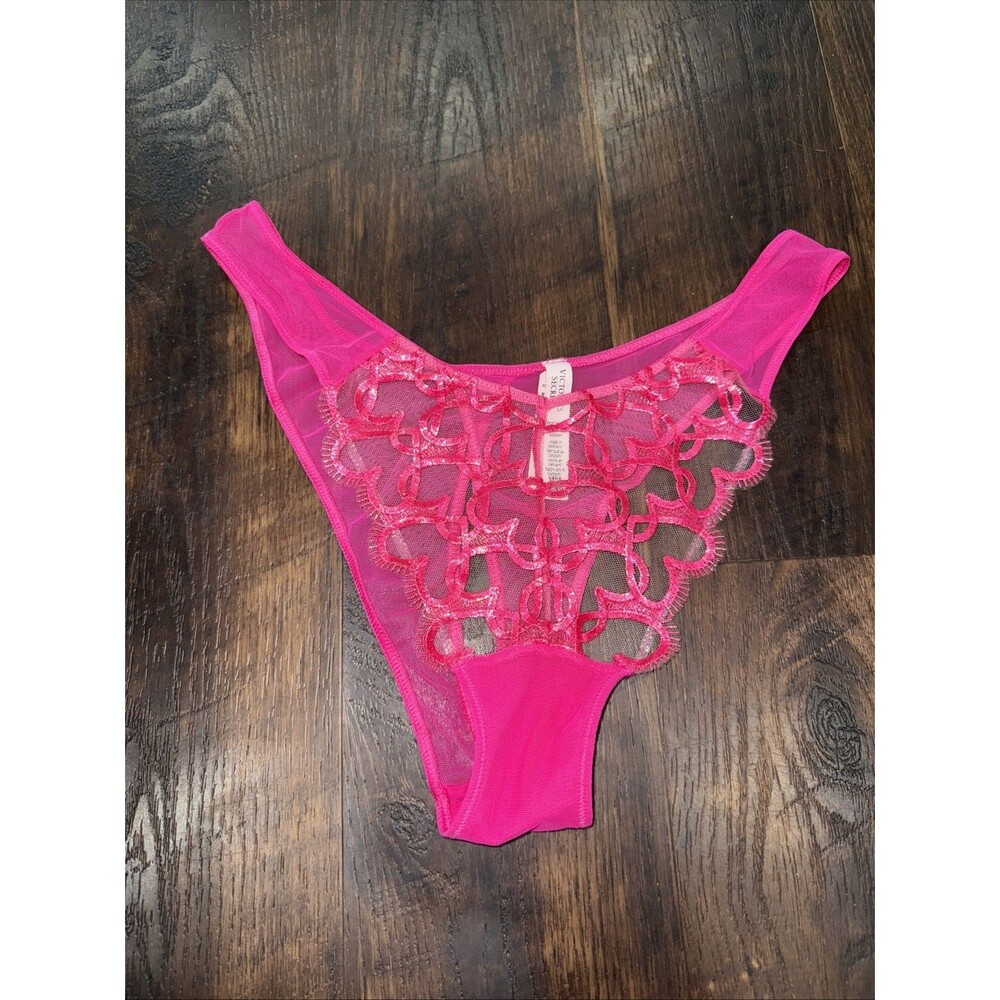 Victorias Secret dream Angels Lace Brazilian Slip Panty Hot Pink L